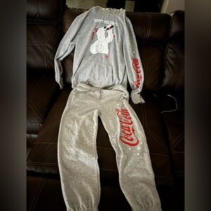 Coca Cola Gray and Red Joggers with Logo